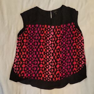 Worthington Black and Pink Geometric Blouse